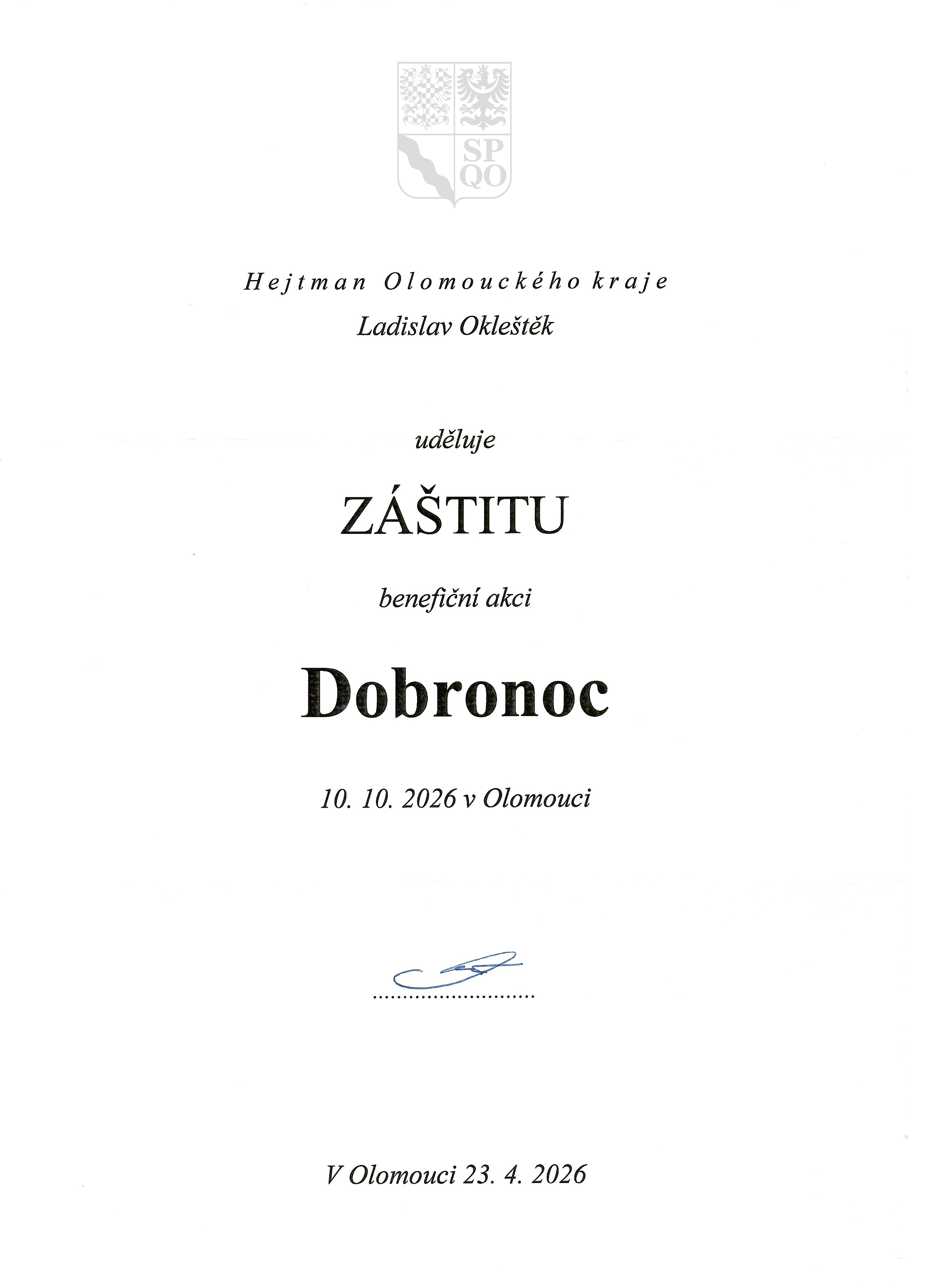 Záštita projektu Dobronoc
